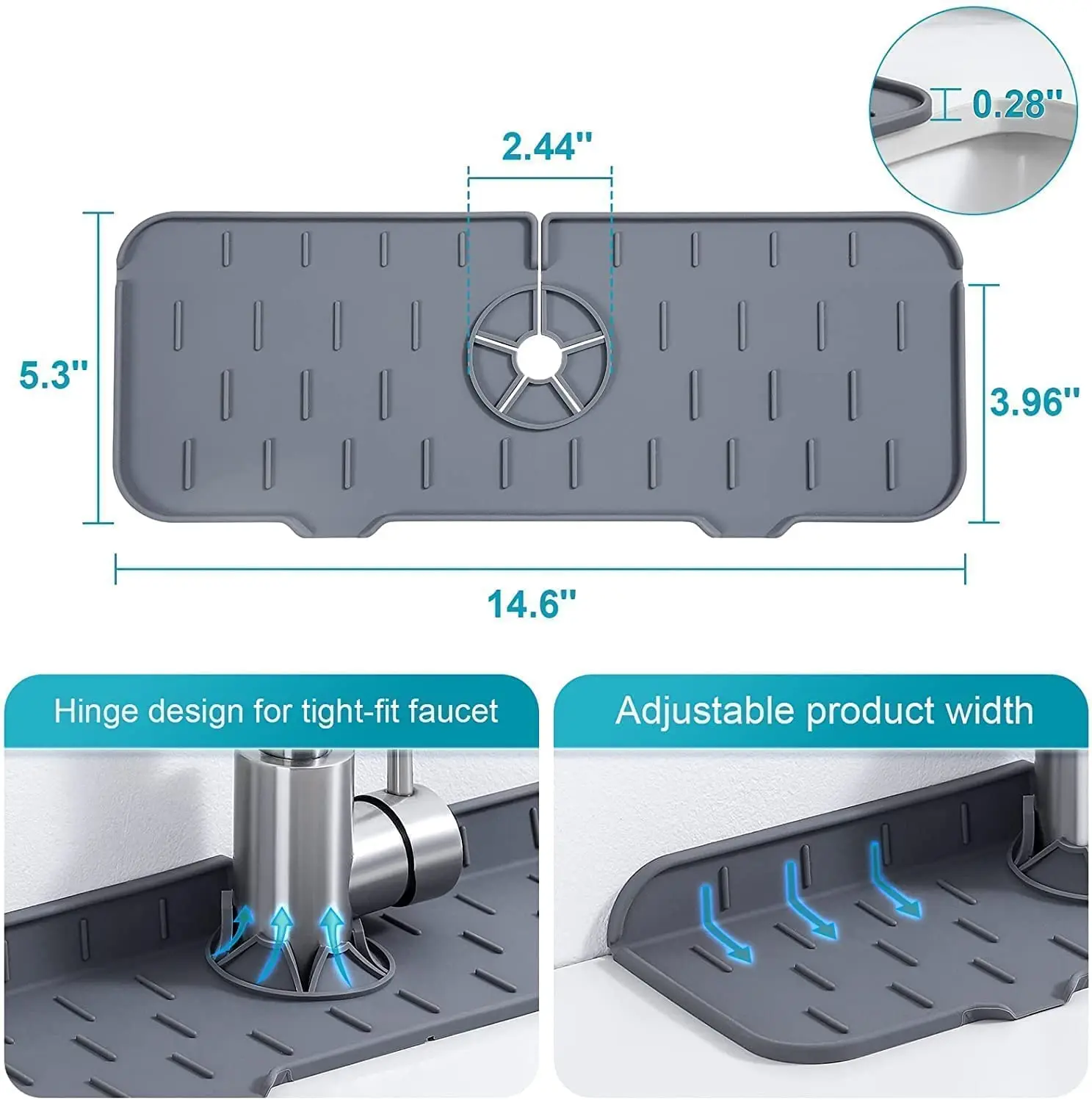 Custom Size Silicone Faucet Drain Pad Kitchen Sink Splash Guard Drain Pad Drip Protector