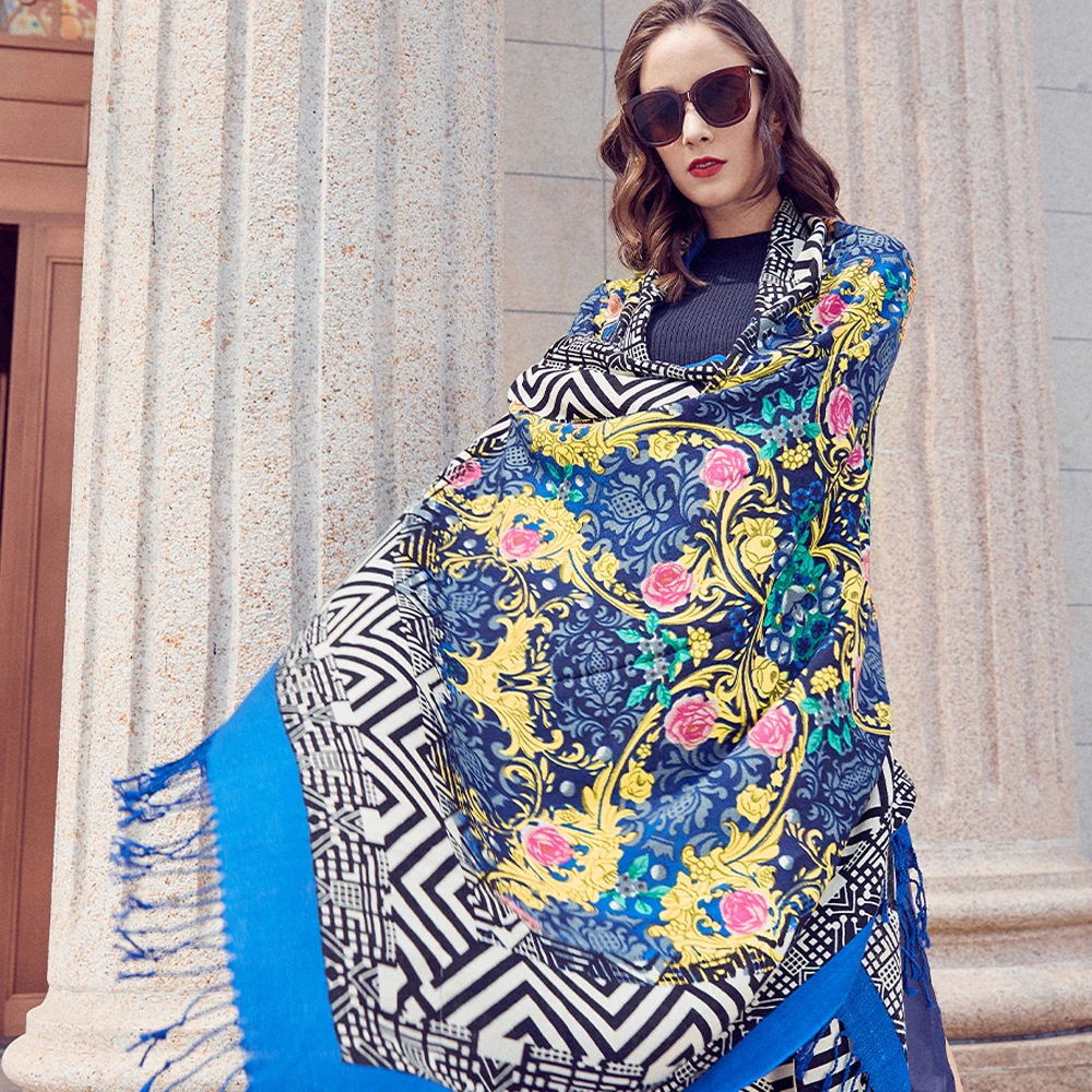 Зимняя кашемировая шерстяная шаль ручной работы Manxiang, модный дизайнерский шарф