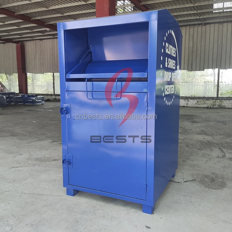 New arrival clothing donation bin large metal donation bin clothes drop boxes