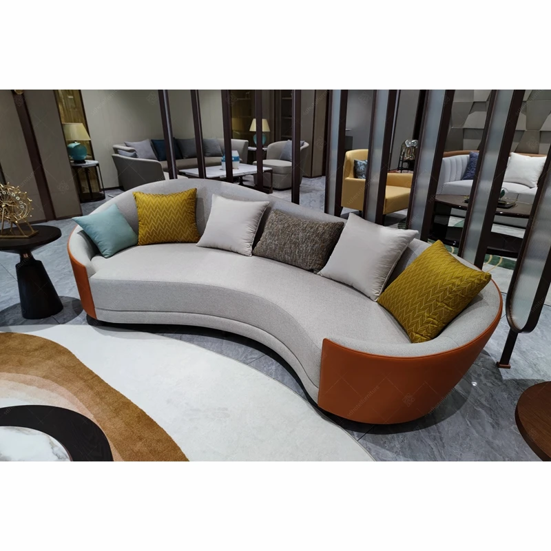 Modern Hotel Lobby Arc Sofa Hall Custom Made Hotel Furniture For Sale curved Long Sofa