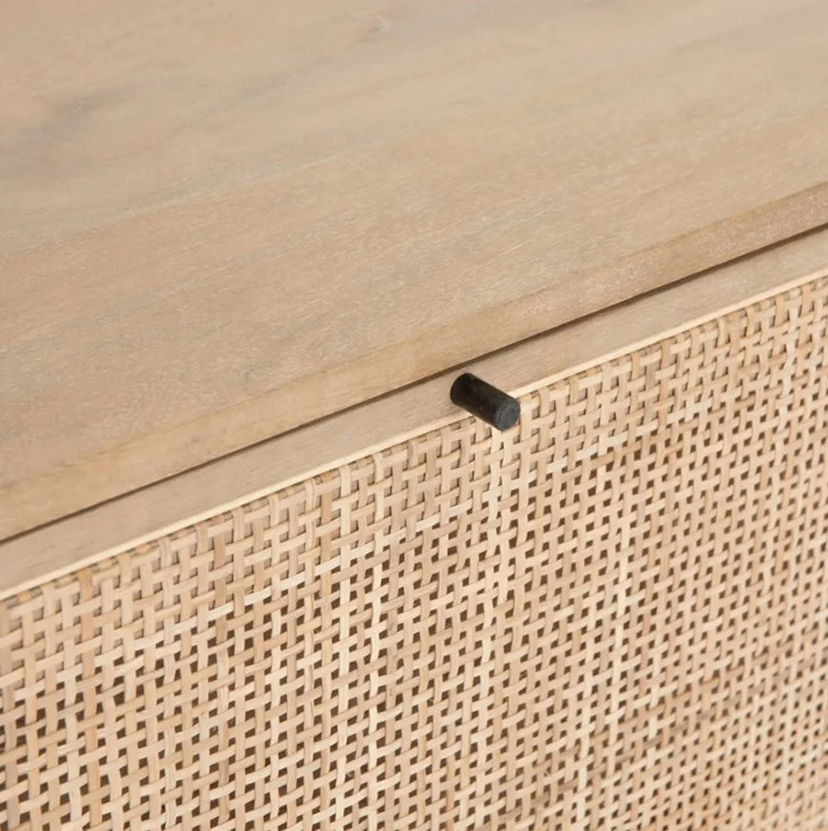 BELLEWORKS Custom Rattan Furniture Modern Storage Drawer Cabinets Wooden Rattan Nightstand Side Bedside Table