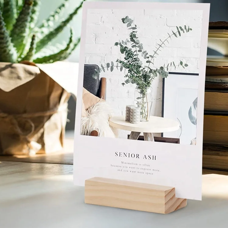 office desktop wholesale natural Wood Place Card Holders for Wedding Dinner Home Party