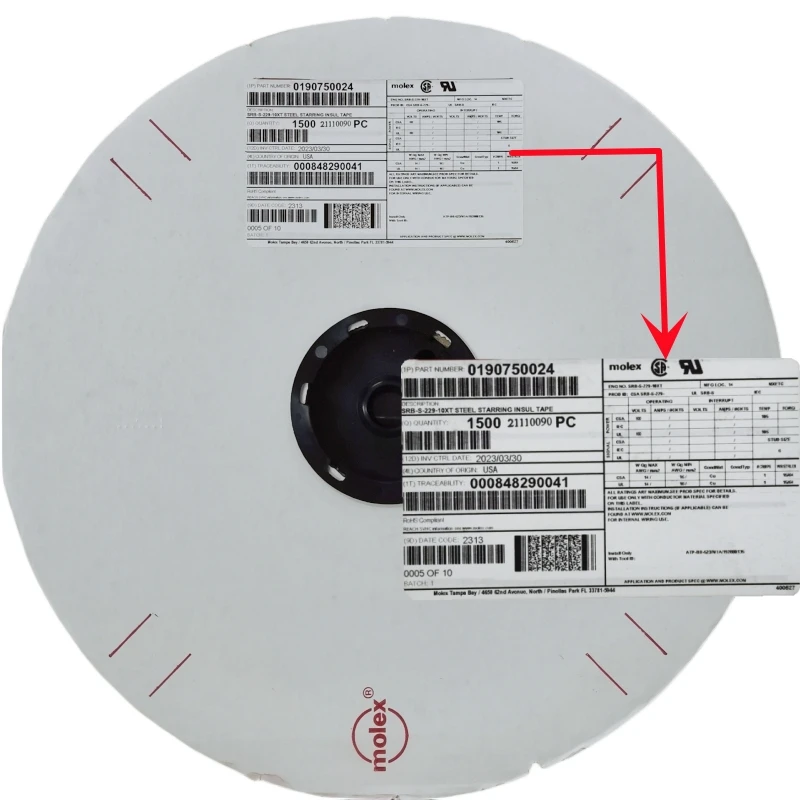 Original Female Screw Terminal Molex Connector 190750024 Wire to Board 16 AWG Tin Plating Ring Contact