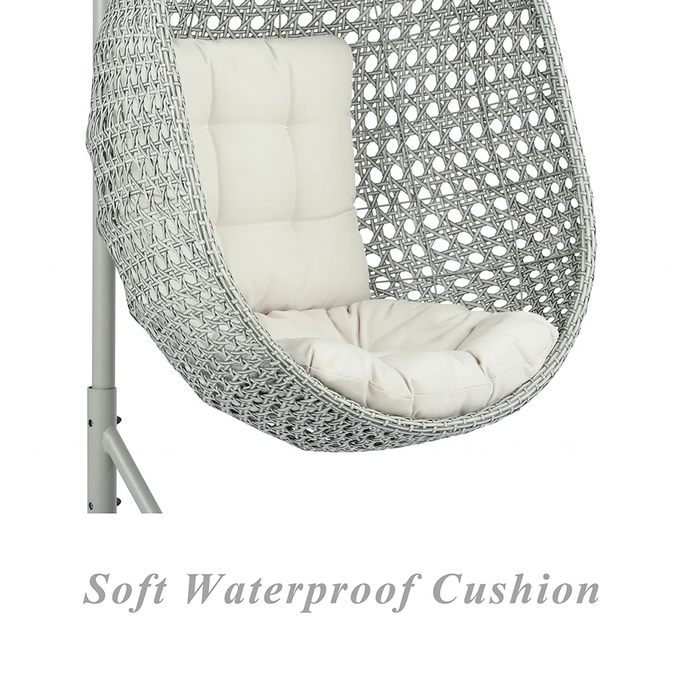 2021 outdoor furniture metal patio wicker rattan hanging basket swing chair tear drop egg with stand and