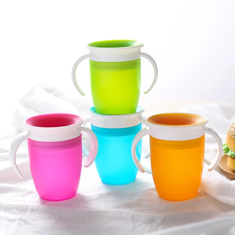 360 Degrees Leak-proof Infants Training Cup For Baby Spill Proof Silicone Cup Baby Drinking Cup with Handle Baby Products