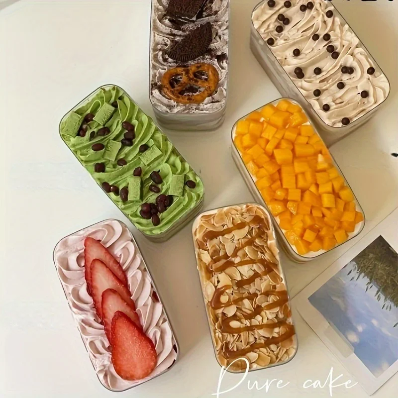 Wholesale transparent square PS plastic tiramisu dessert container pastry packaging box