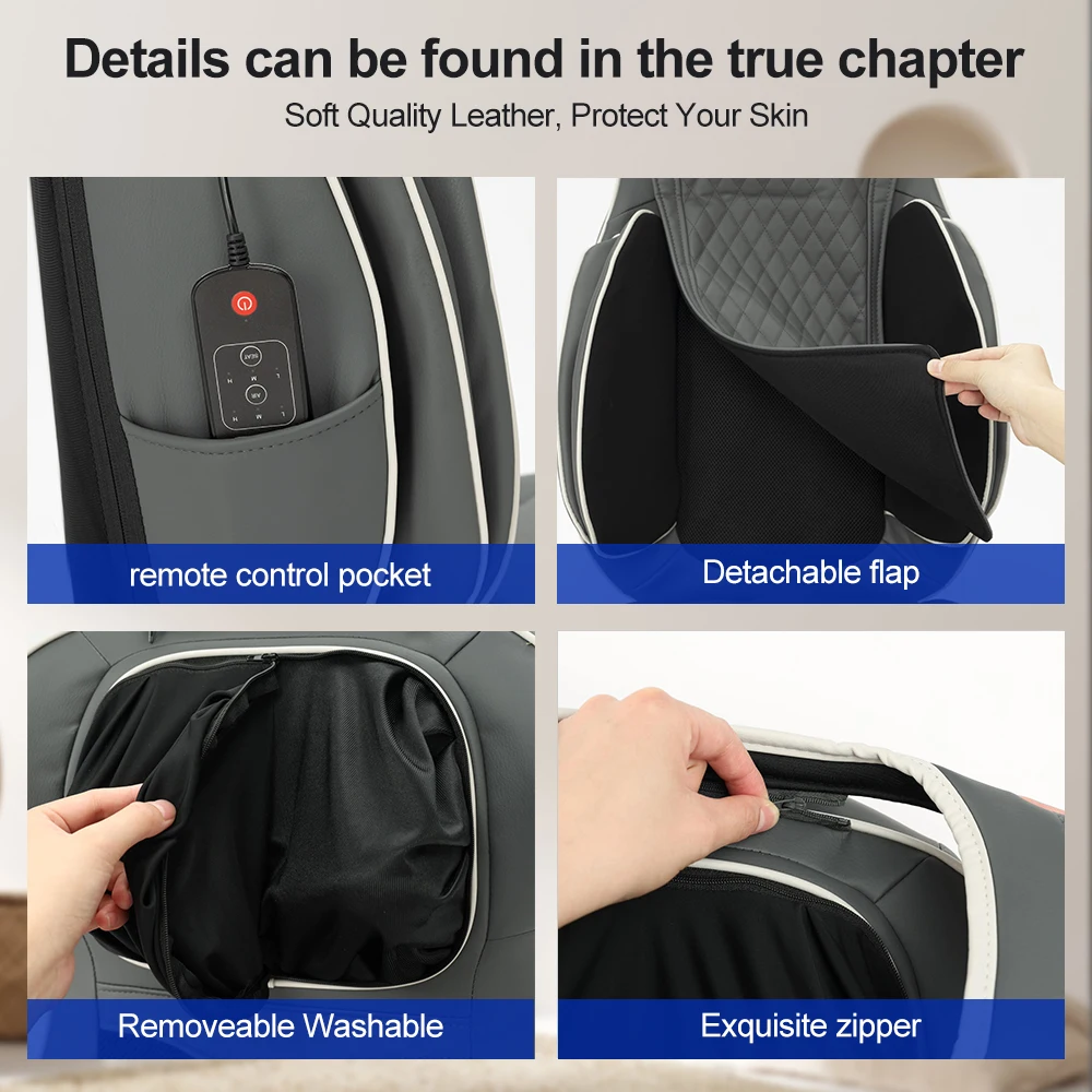 vibration shiatsu kneading heat cover heater portable neck and back massage seat pad chair car cushion massager for back pain