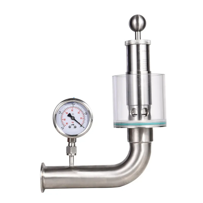 Клапан выхлопной трубы из нержавеющей стали санитарный клапан сброса давления SS304 316L манометр