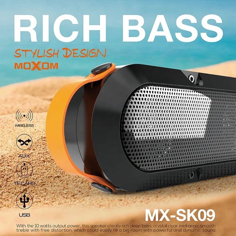 MOXOM SK09 Mini wireless sound box 10W portable bass speaker Travel Home Stereo Speaker with Voice Control