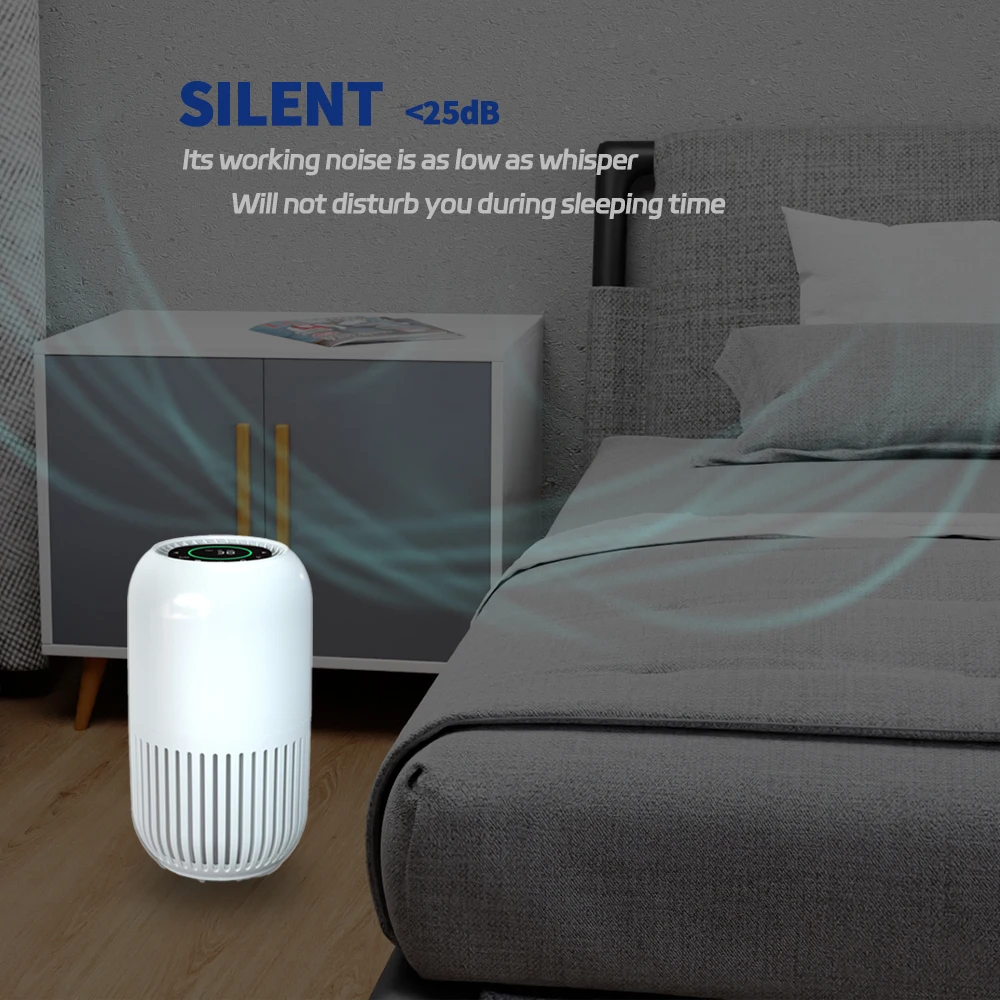 Small Desktop Air Cleaner TVOC Sensor High CADR  HEPA Air Purifier with touch control
