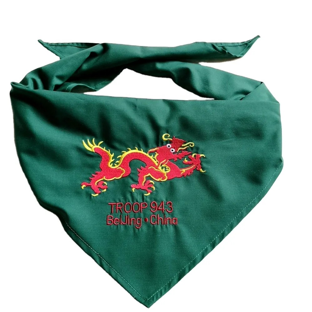 Custom embroidered scouts neckerchief  fabric embroidery neckerchief popular for scouting camping
