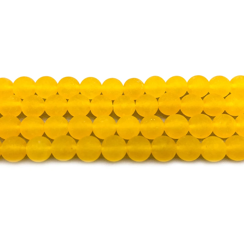 New Arrivals Matte Frosted Natural Yellow Jade Beads for Jewelry Making