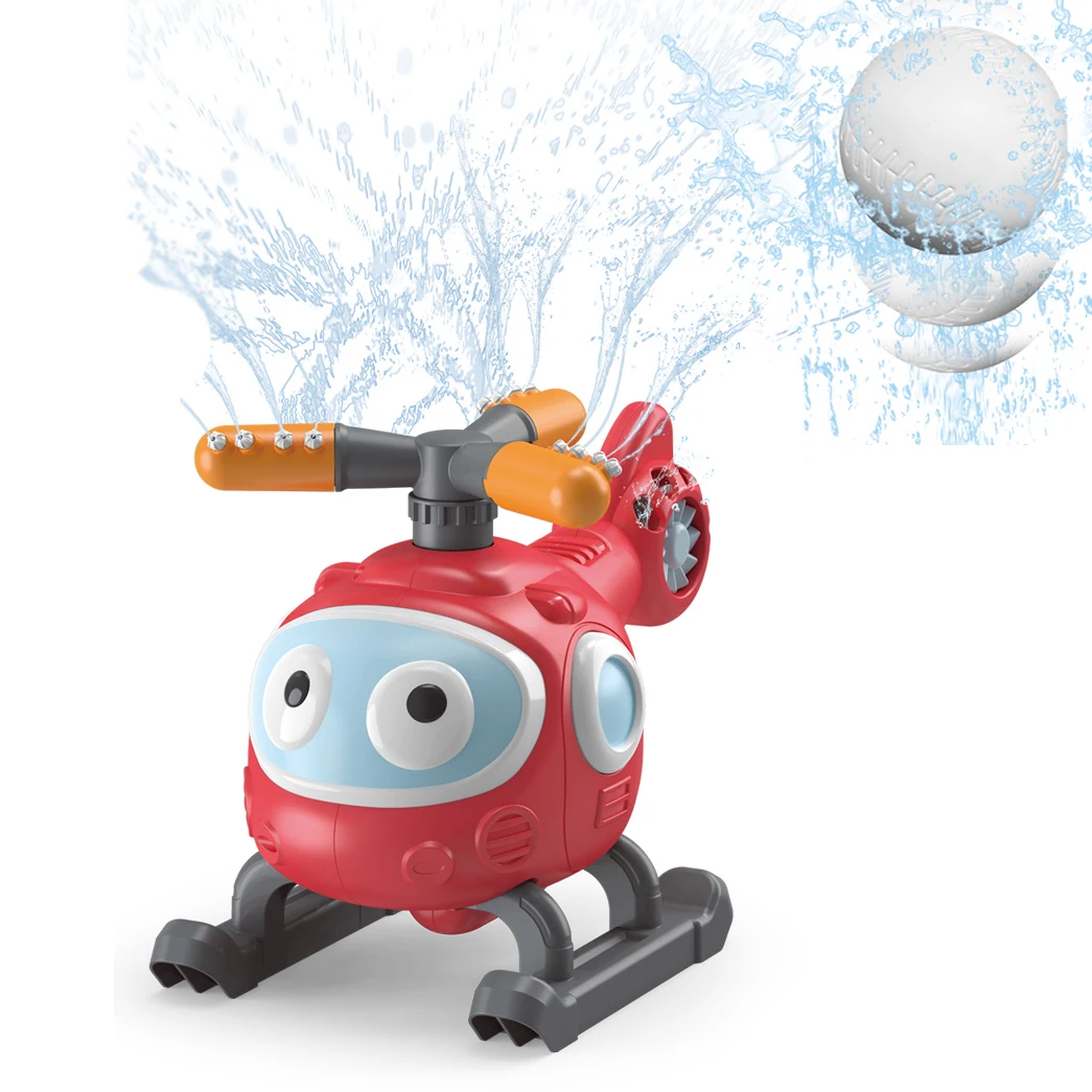 HN 2 in 1 Rotating Propellers Aircraft Water Sprinkler Toy With Baseball Splash Kids Outdoor Backyard Water Sport Toys