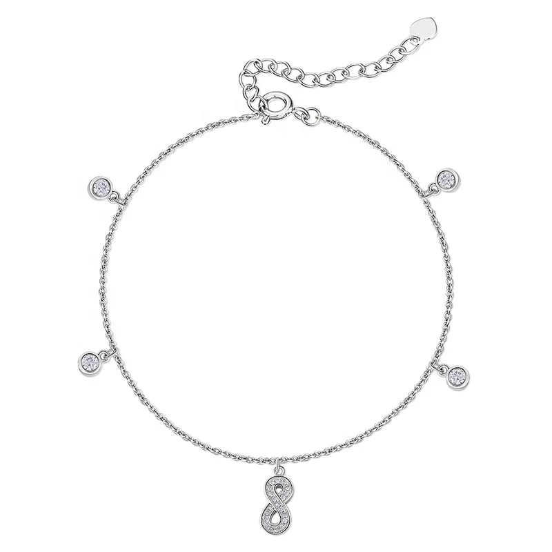 wholesale fashion 925 sterling silver fine jewelry leg chain crystal butterfly anklets for women
