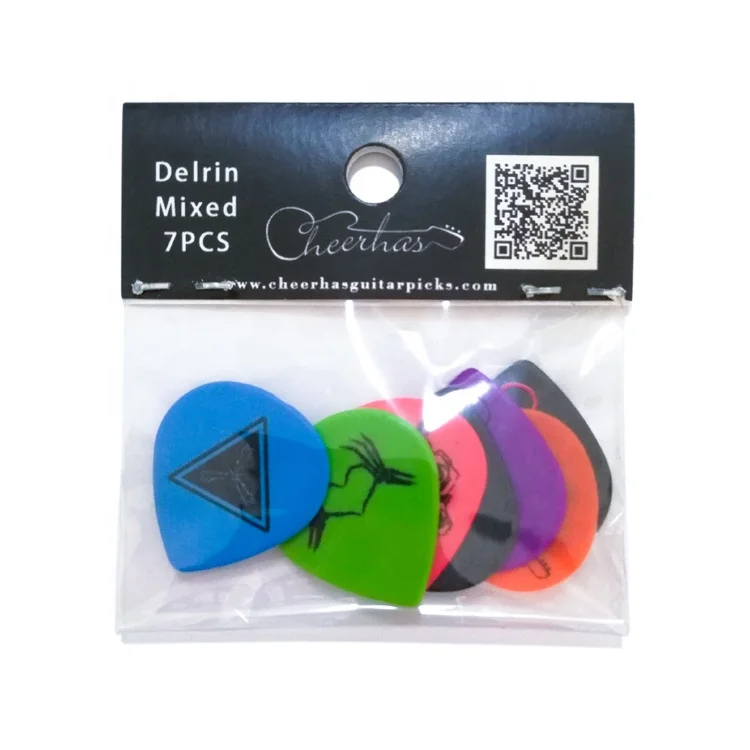 Cheerhas 10Pcs Mixed Thickness Teardrop Shape Guitar Picks for Electric Guitar Picks Double side color printing