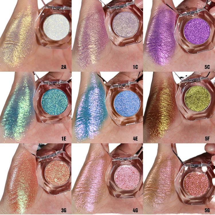 Wholesale Private Label 16 Colors Eye Makeup High Pigmented Metallic Multichrome Pressed Single Chameleon Eyeshadow