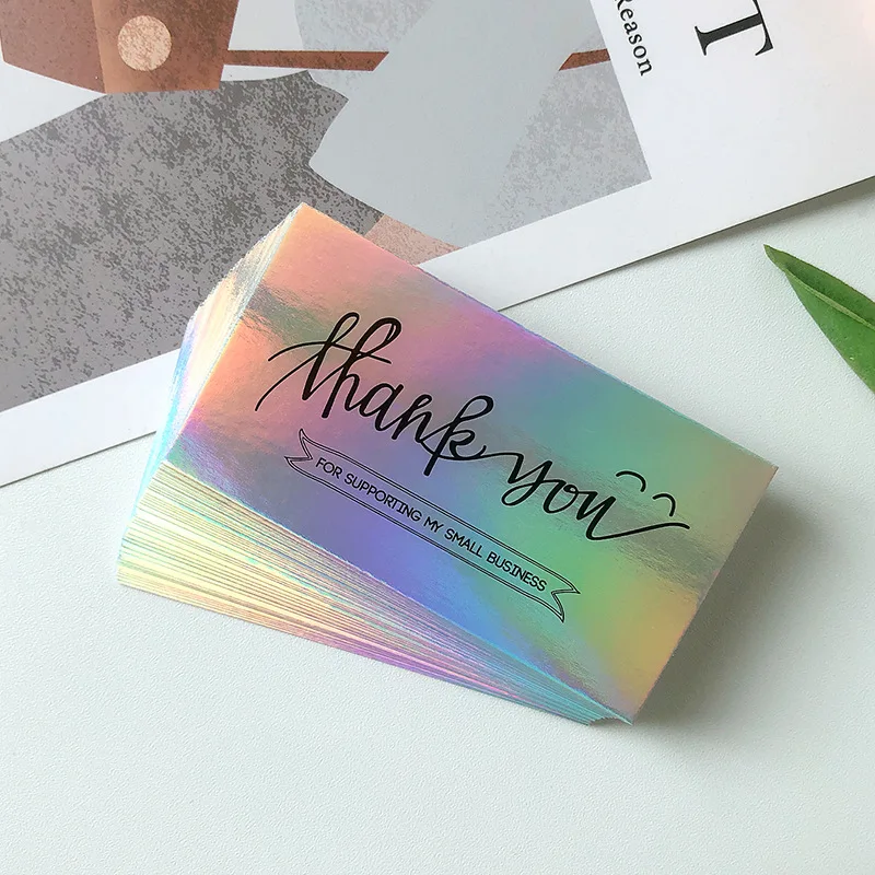 Wholesale Custom UV Holographic Laser Gold Foil Design Business Card Gift Small Business Thank You Note Card