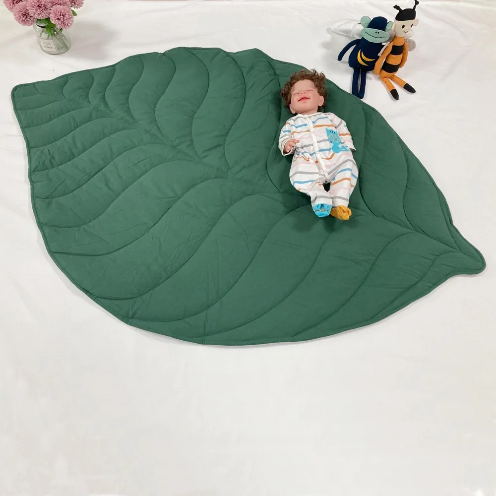 Nordic Decor Pad Cotton Newborn Infant Crawling Leaves Playmat Floor Carpets Children Room Kids Gym Baby Soft Play Mat Rug