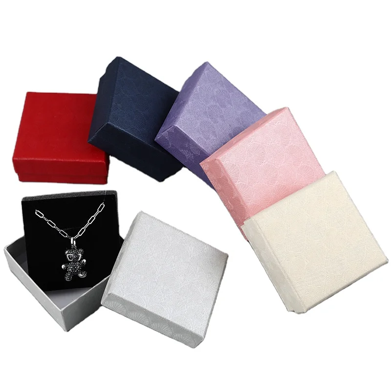 Earring Ring Jewellery Sets Cases Packaging Display 8*8*3.5cmPaper Brooches Gift Boxes Boxes Watch case With Sponge Jewelry Box