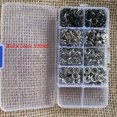 
100set/Box High Quality Metal Multicolor Prong Snap Buttons Metal Fasteners Press Stud For Romper Buckle Snap Baby Clothes DIY 