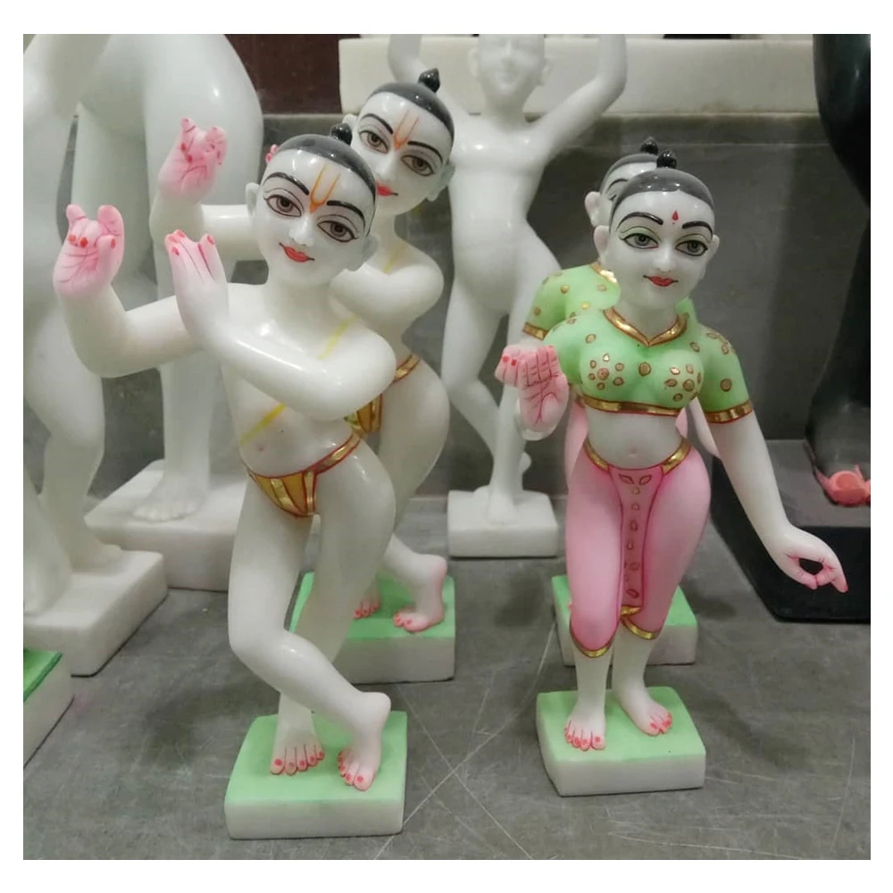 Makrana Stone Iskon Radha Krishna Statue