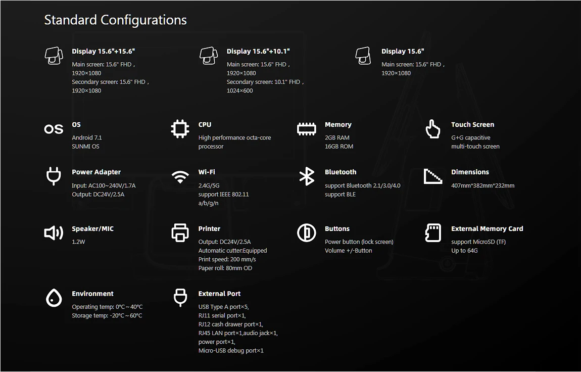 hotel cash register label printer sunmi t2 pos all in one touch screen  Android billing pos machine with printer