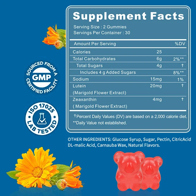 Stock WXW High Quality Eye Lutein Gummies Lutein Supplement For Bright Eyes Eye Health Care Gummies