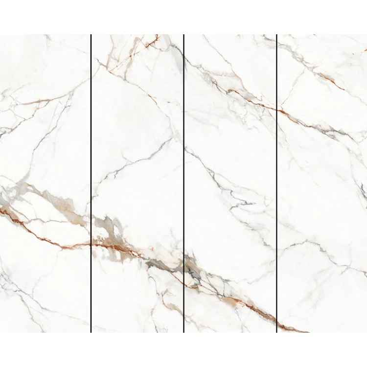 Luxury and Elegant Fish Maw Gold Glossy Porcelain Slab Big Size Sintered Stone For Interior Wall Decoration