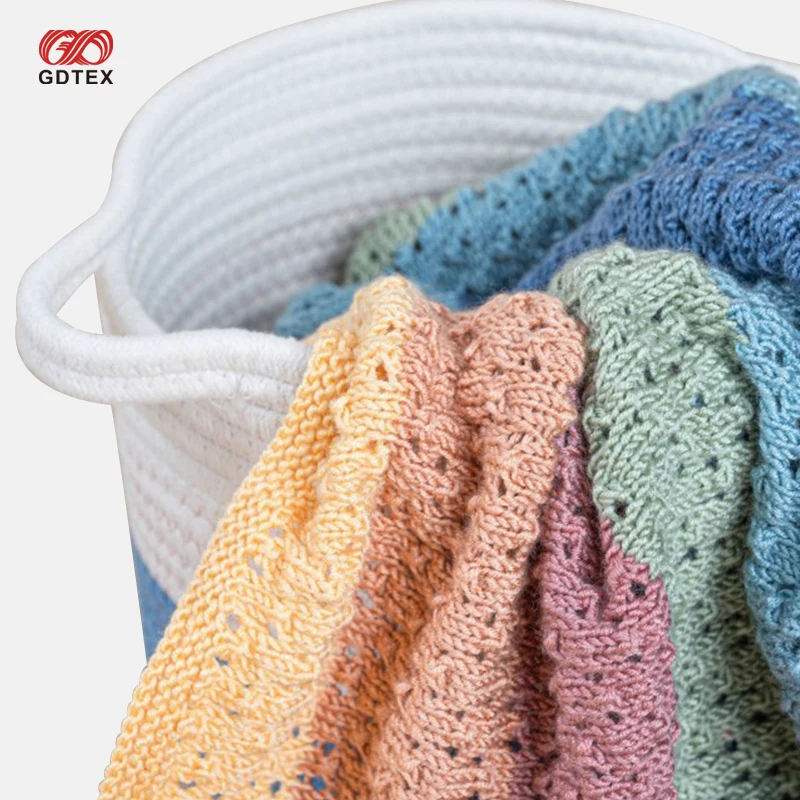 GDTEX Custom Negotiable Price High Quality Custom Cotton or Bamboo Baby Wrap Swaddle Blanket Newborn Knitting Baby Blanket