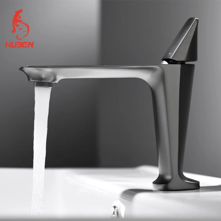 Hot selling personality design black bathroom faucet copper body long mouth hotel basin cold and hot water tap