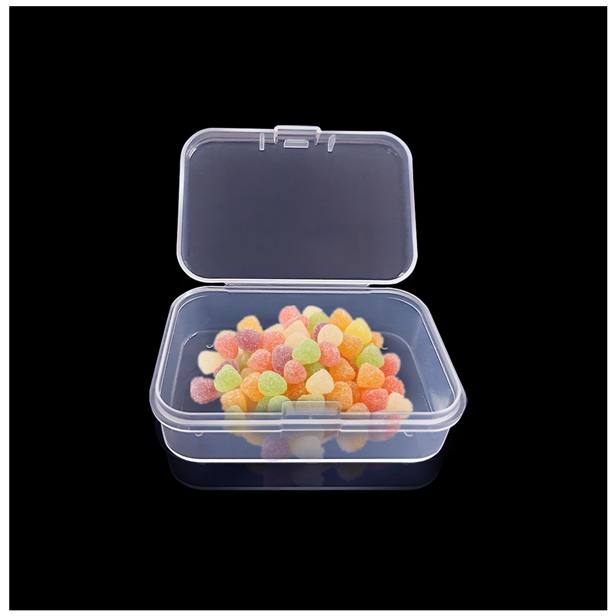 The square clear plastic packaging box is used to collect small items, beads, jewelry, business cards, earbuds