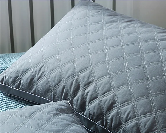 Down alternative pillow diamond quilting gray sleeping pillow and cotton filling for home use