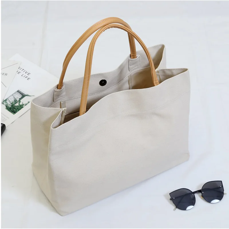 Chiterion Stylish Durable Canvas Shopper Beach Tote Bag Custom Printed Logo For Women Girls Lady