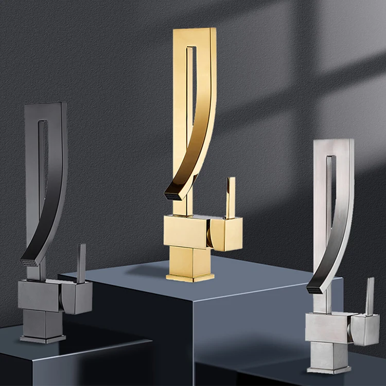 wholesale luxury production brushed gold taps bath mixer of water taps for bathroom sinks