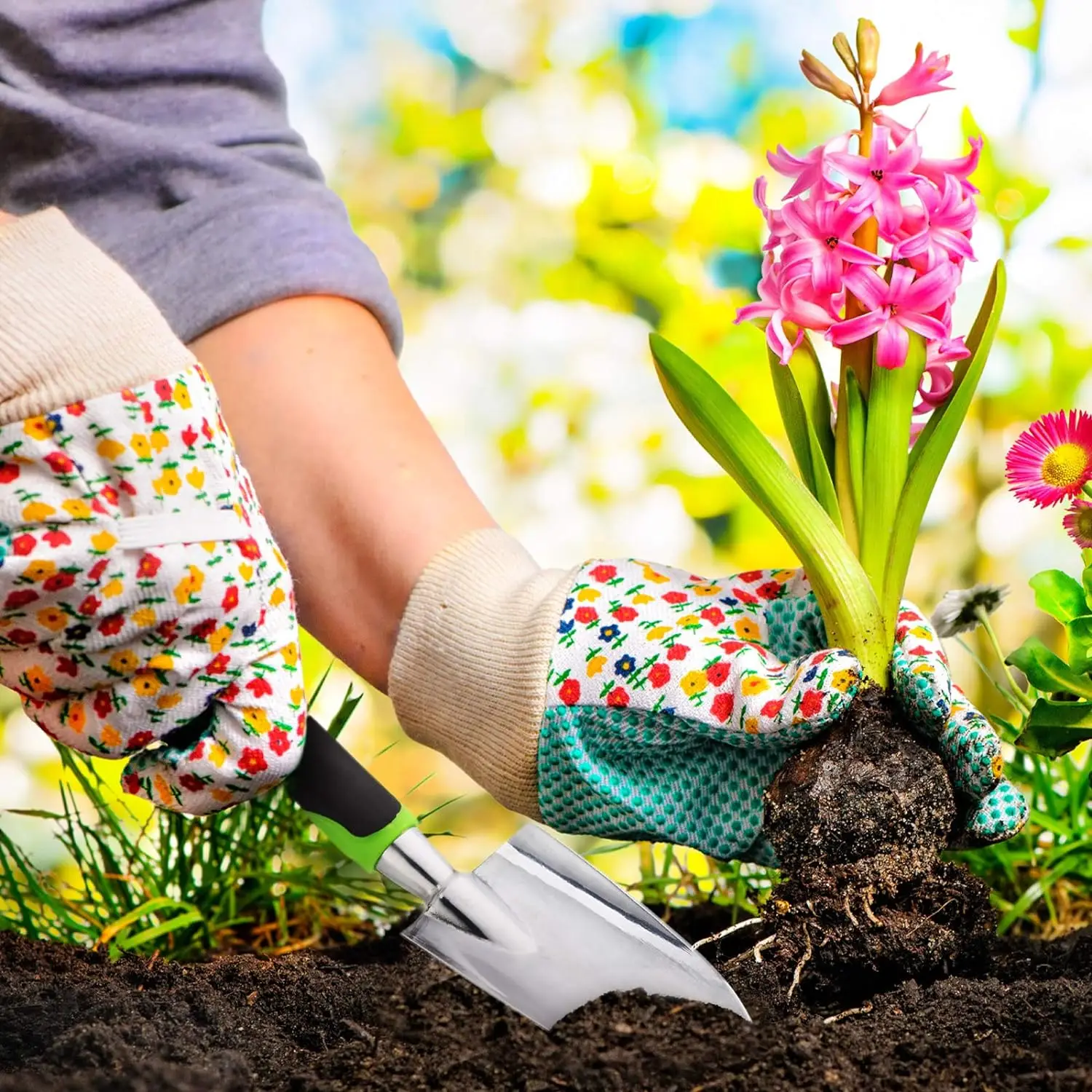 Aluminum Alloy Garden Trowel with Soft Rubberized Non-Slip Handle Soil Scoop Potting Shovel for Planting and Digging