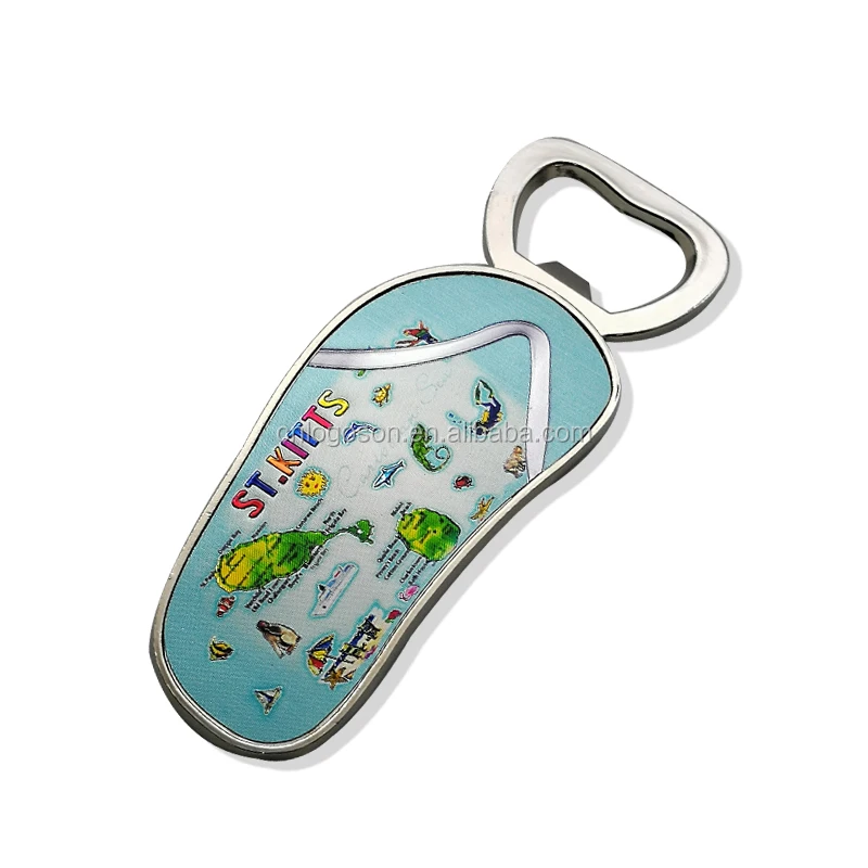 Custom Tourist Souvenir Magnetic Mini Flip Flop Slippers Sandal Shoe Fridge Magnet Beer Bottle Opener