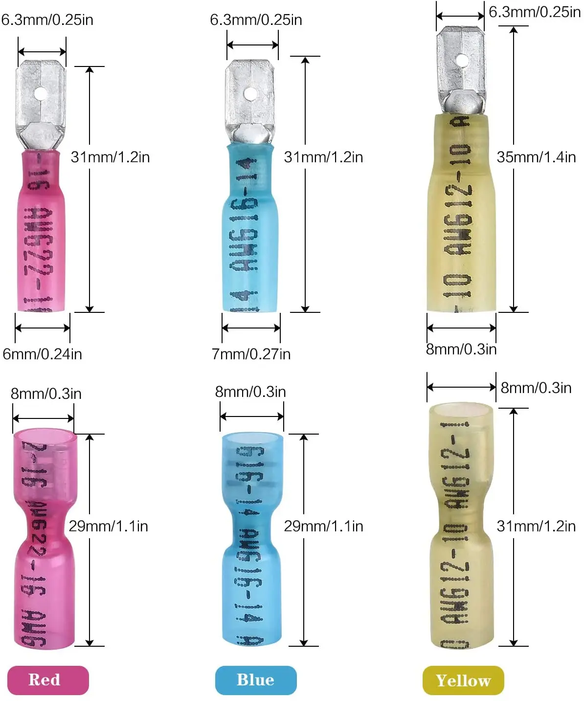 Heat shrink male female connectors for electric wire joint