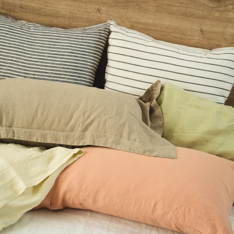 Ultra Soft  French Linen Stripe Fabric Bedding sheets wholesale bedding duvet cover set bed linen set pure french linen bedding