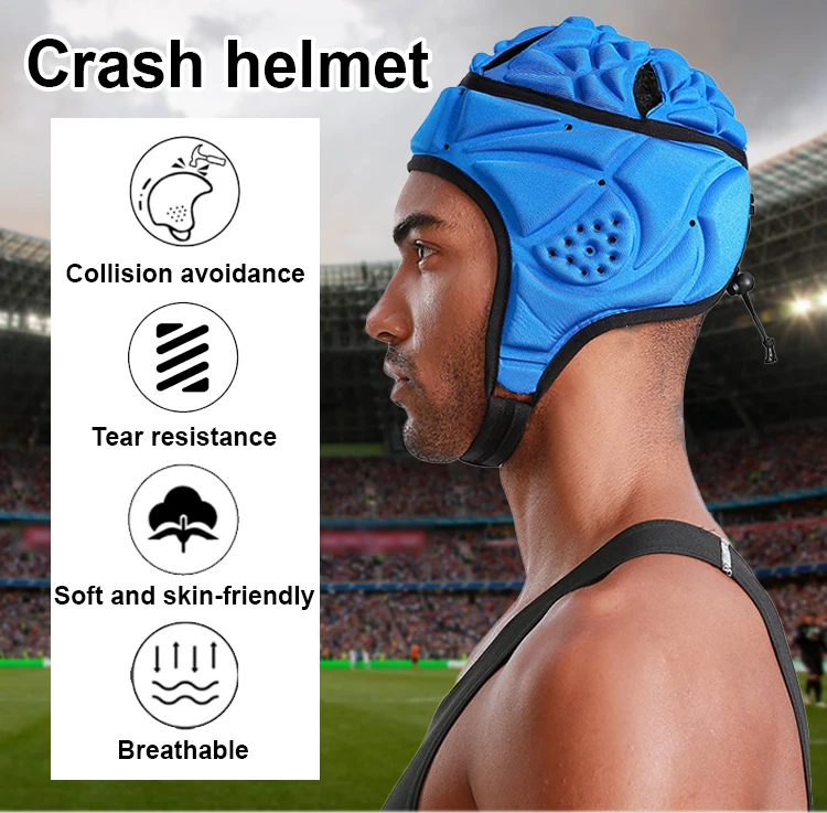 Hot Selling Soccer Sports Football Equipment Soft Shell Protective Headgear Rugby Helmet
