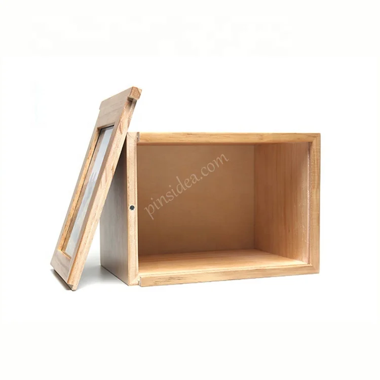 Pine primary color pull back cover with photo frame pet cat dog animal cremation urn coffin