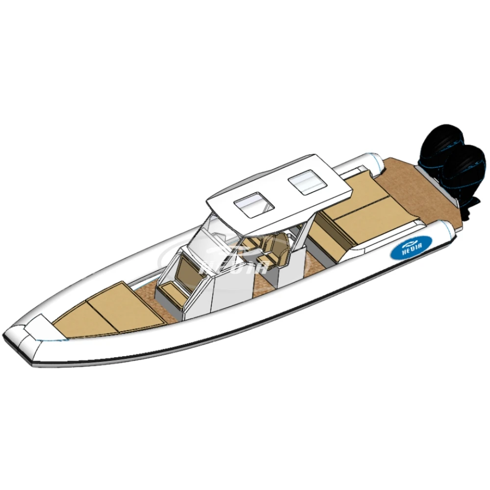 Hedia 2024 New Arrival Luxury Yacht 35ft Rib Boat 10m 11m Hypalon Sport Aluminum Deep V Hull Rib Boat with outboard engine