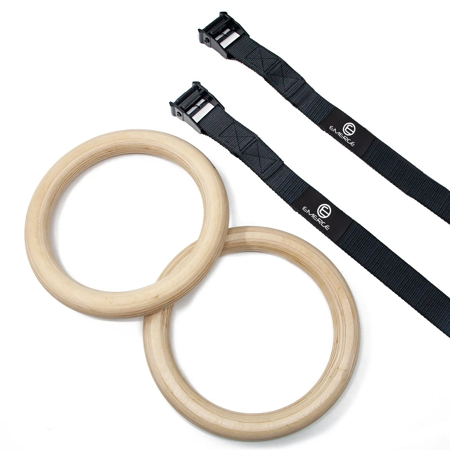 Hot Sale Wooden Gymnastic Ring with Nylon Straps Fitness Accessories for Gym Training