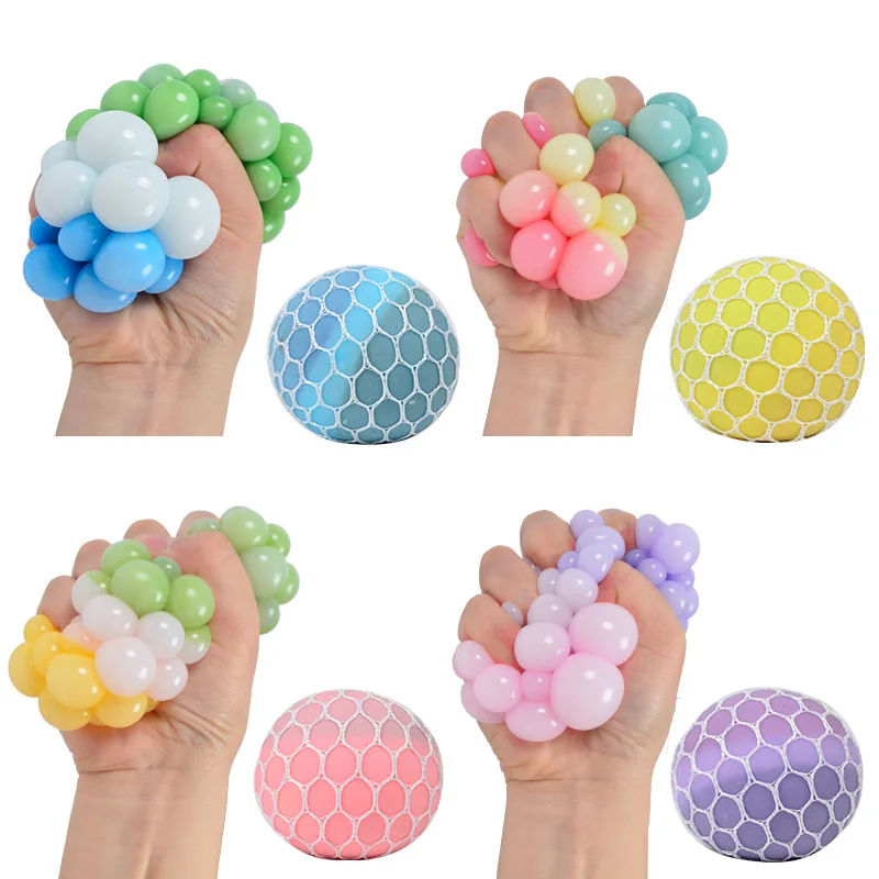 Anxiety relief and sensory squishy Grape mesh stress balls fidget toys for kids