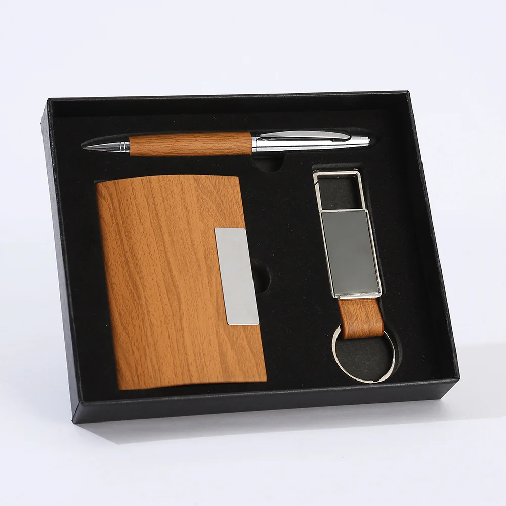 2025 New Product Luxury Cheap Business Card Holder Pen Keychain Company Promotional Corporate Gifts Set