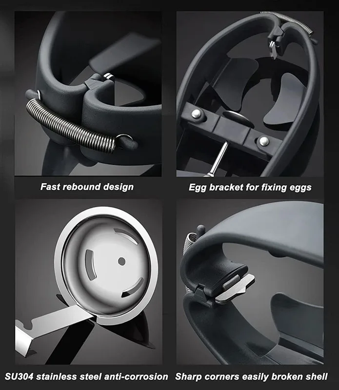 Kitchen Cooking 304 Stainless Steel Egg Opener Gadget Egg Shell Opener Egg Topper Cutter Opener