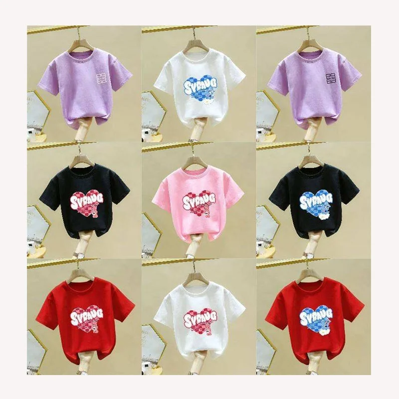 Wholesale Kids Girls Clothing Summer Clothes Custom Thin Letter Print Boys Short Sleeve T-Shirt