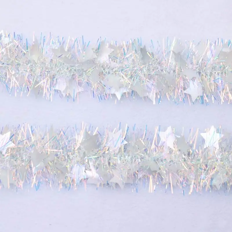 Party Christmas tinsel garland decorative PET tinsel garland with blue star decoration