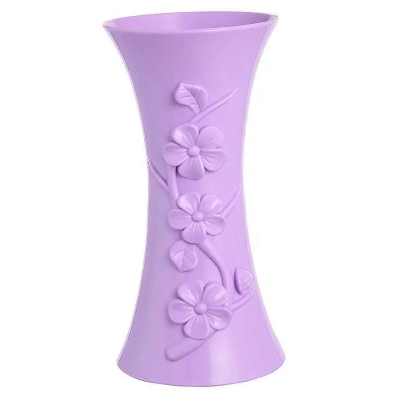 Plastic Vase Colorful BottleFlower Ware Craft Decoration Flower Vase Impact Resistant Dining Table Plastic Decorative Bottle