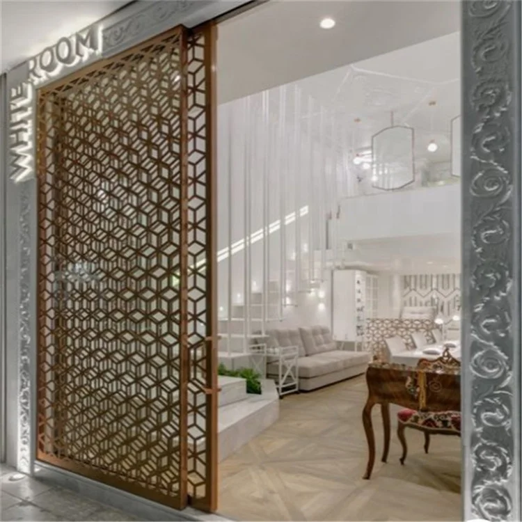 removable folded panel with different designs dubai room divider laser cut decorative metal screen partition