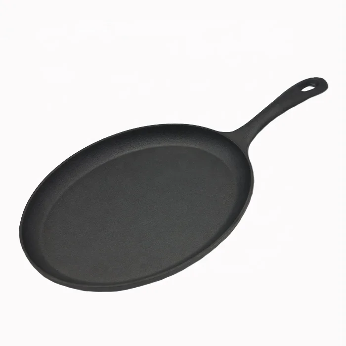 Cast iron oval sizzler pan/fajita pan with wooden base tary